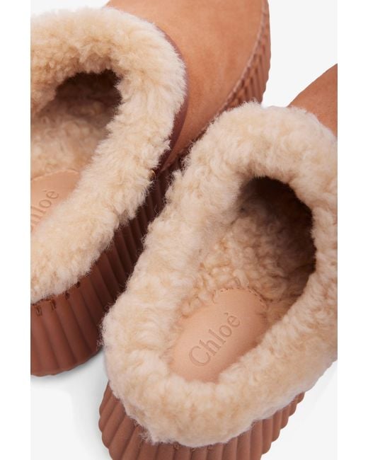 Chloé Brown Nama Tan Shearling Sneakers