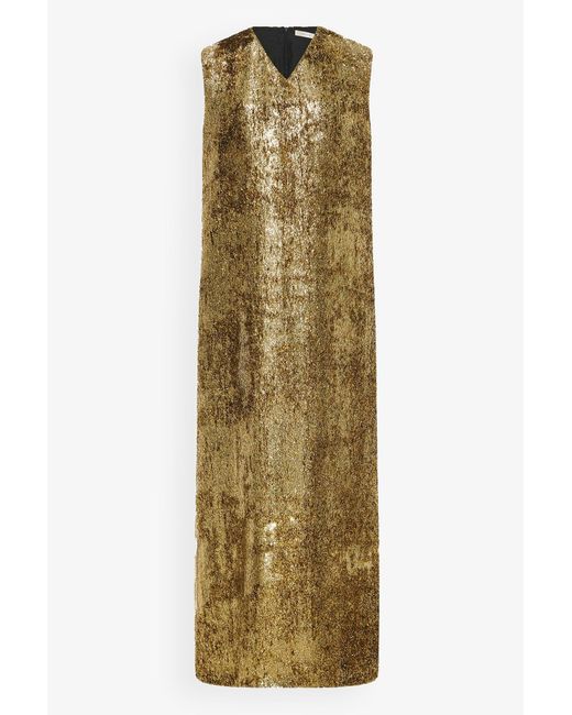 The Row Metallic Louane Gold Dress