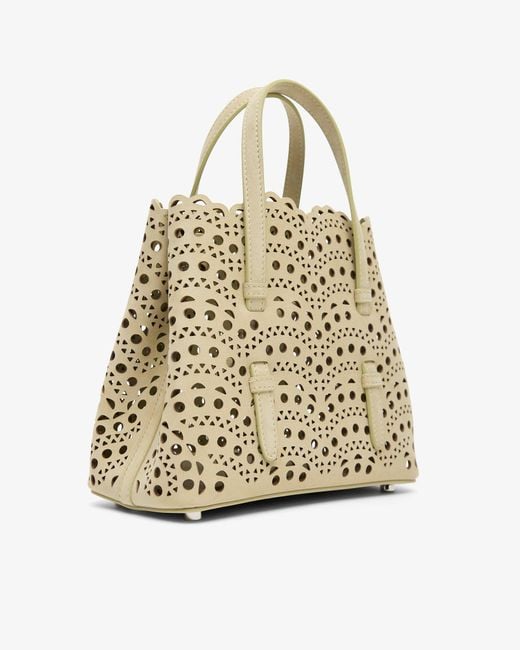 Alaïa Natural Mina 20 Amond Green Suede Tote Bag