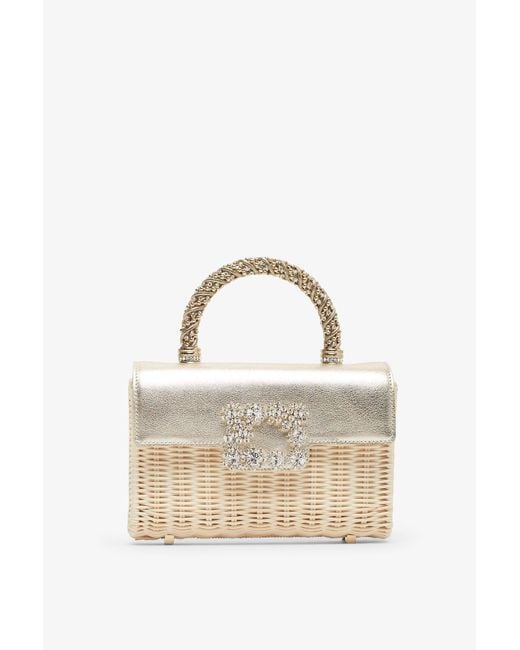 Roger Vivier Natural Jewel Efflorescence Rattan Mini Bag