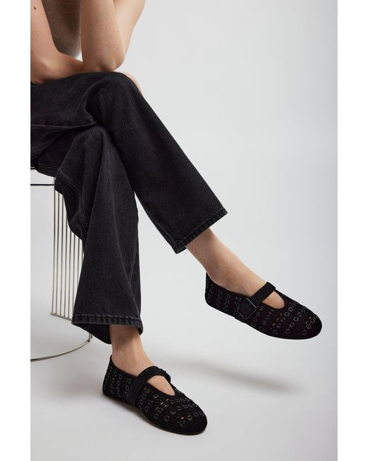 Alaïa White Vienne Black Suede Ballet Flats