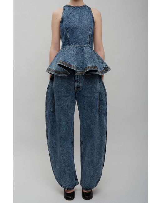 Alaïa Blue Side-Split Petal Round Jeans