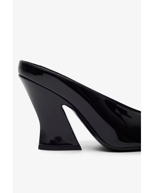 Givenchy Blue Sculpted Heeled 95 Black Patent Mules