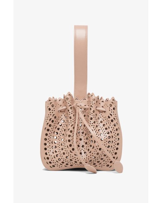 Alaïa Pink Rose Marie Beige Bracelet Bag