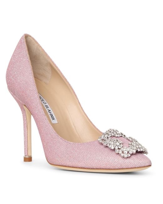 Manolo Blahnik Hangisi 105 Light Pink Glitter Pumps - Lyst