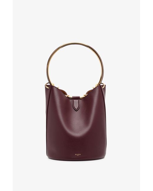 Alaïa Red Ring Brown Leather Bucket Bag