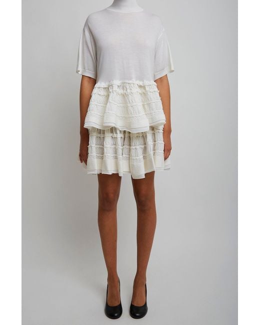Alaïa White Short Skirt With Ruffles