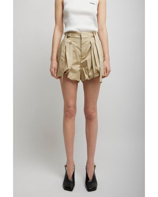 Chloé Natural Pleated Shorts