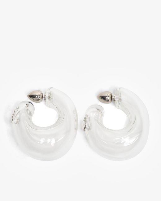 Alaïa White Bubble Hoop Glass Earrings