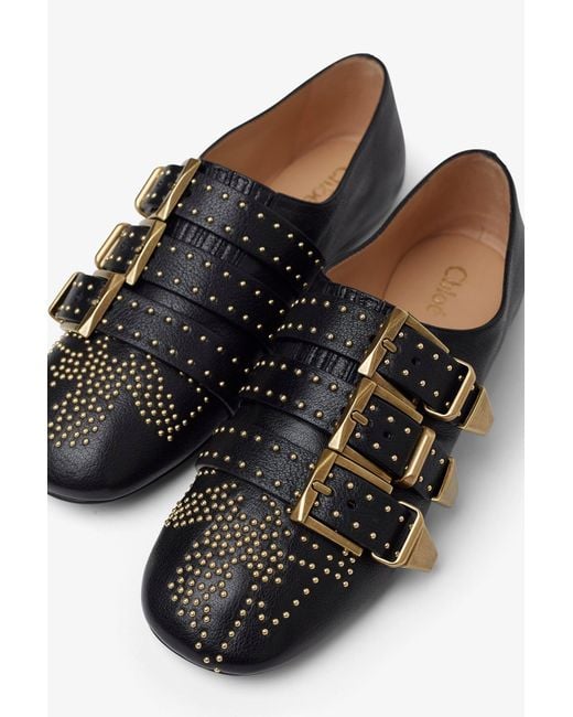 Chloé White Susan Black Flats