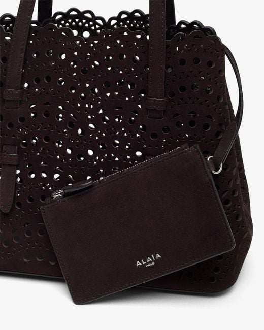 Alaïa Black Mina 25 Vienne Brown Suede Tote Bag