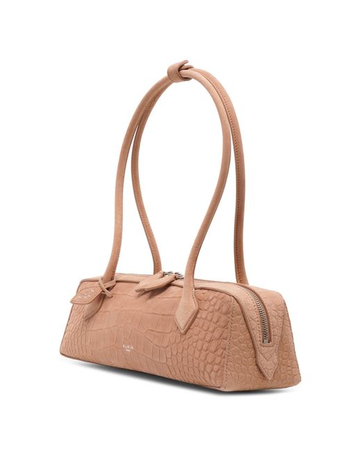 Alaïa Pink Le Teckel Beige Leather Bag