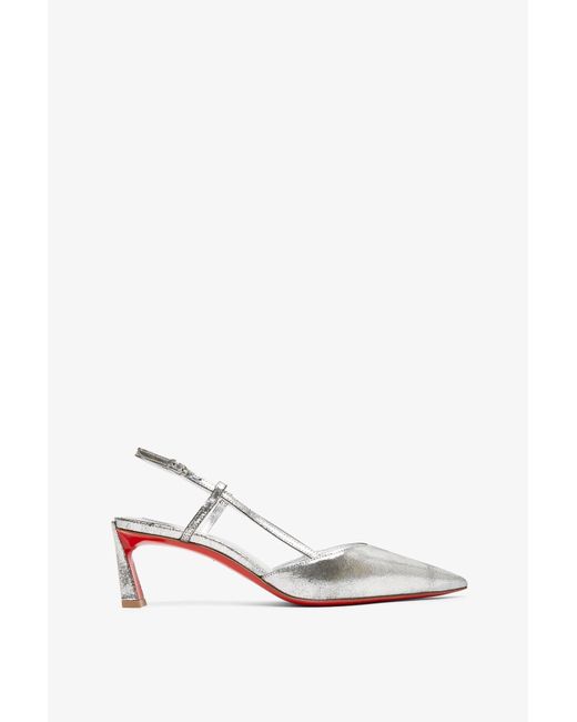 Christian Louboutin White Condoroline 55 Silver Pumps