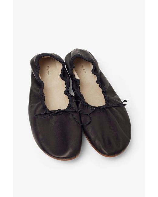 The Row White Round Black Ballet Flats