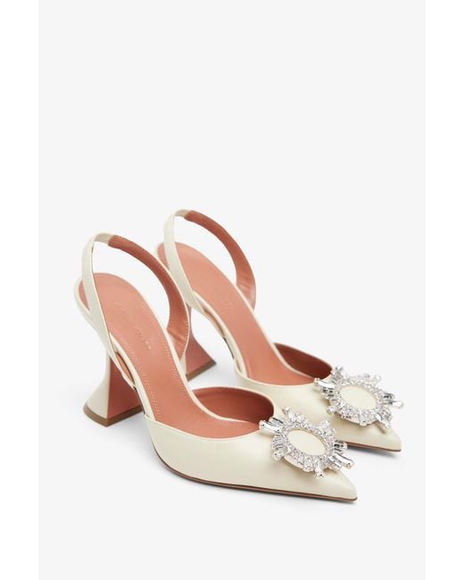 AMINA MUADDI White Begum 95 Leather Slingbacks