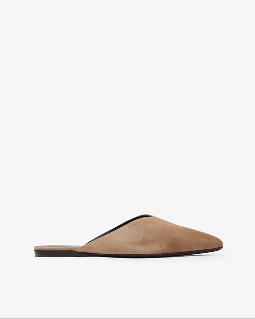 Herbert Levine White Homebody Soft Brown Suede Slide Sandals