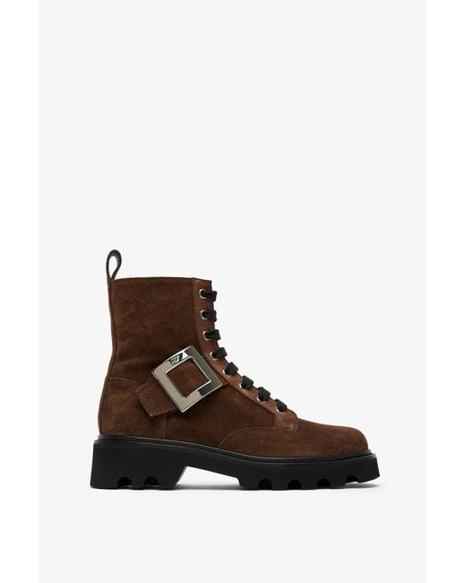 Roger Vivier Brown Viv Rangers Lace Up Boots