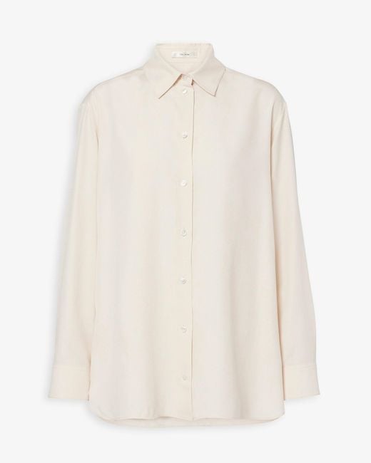 The Row Sisilia Porcelain White Silk Shirt