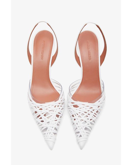 AMINA MUADDI White Lori 90 Nappa Slingback Pumps
