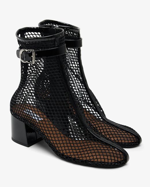 Alaïa Black Patent Mesh 55 Ankle Boots