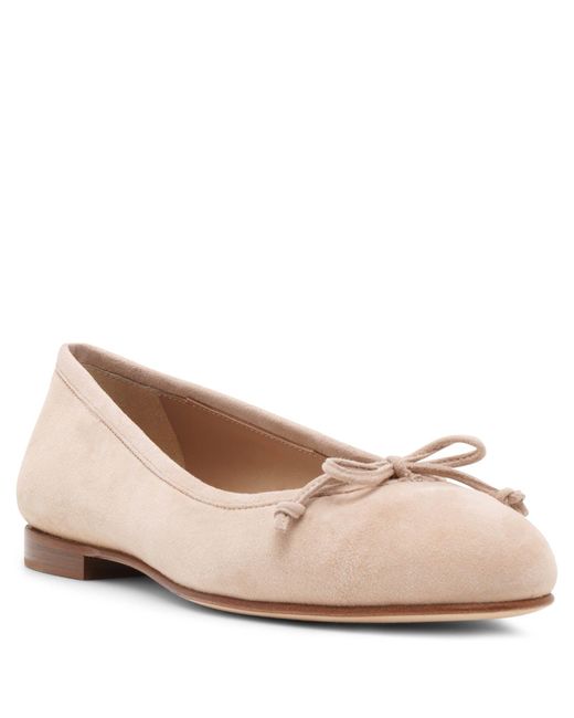 Manolo Blahnik Pink Veralli Beige Suede Ballet Flats