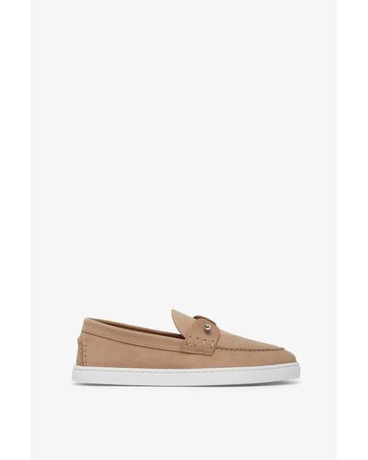 Christian Louboutin White Chambeliboat Beige Nubuck Loafers