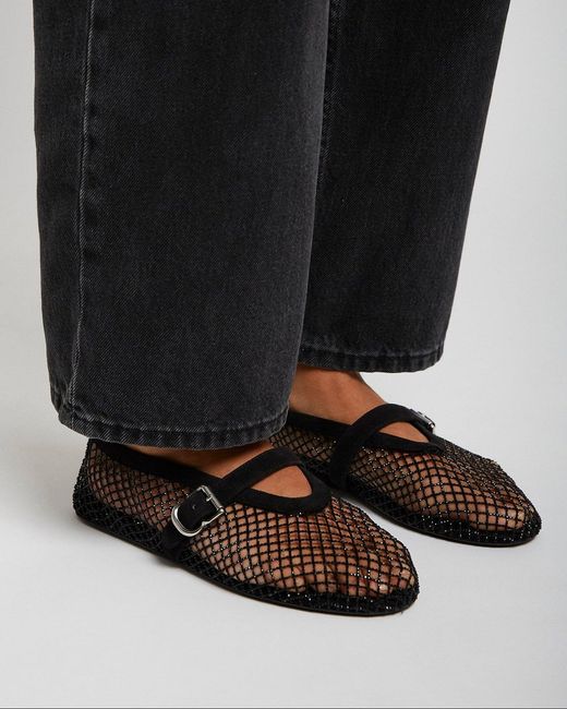 Alaïa White Strass Mesh Suede Ballet Flats