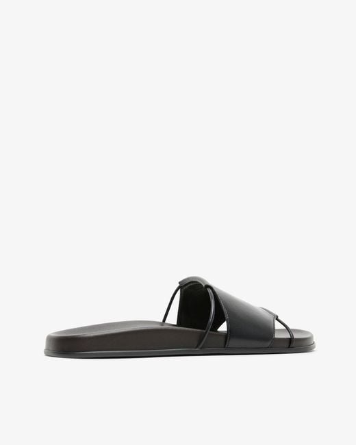 The Row White Vivienne Black Leather Slides
