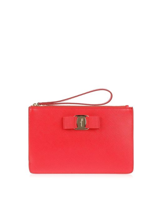 Ferragamo Bright Red Vara Pouch