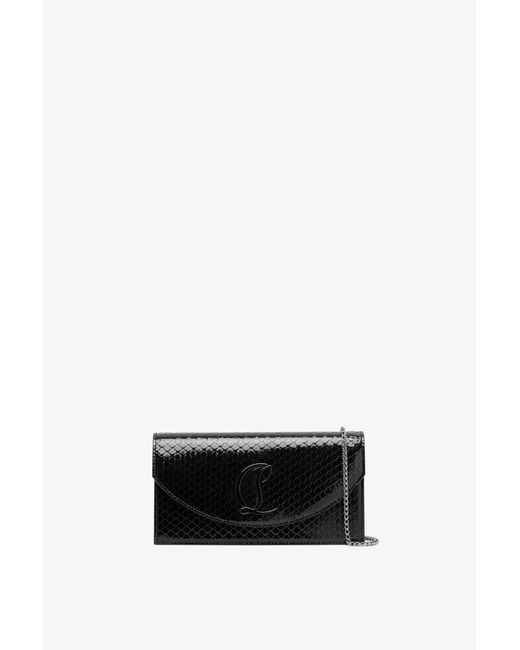 Christian Louboutin White Loubi54 Black Patent Clutch