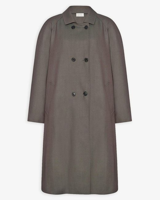 The Row Gray Emma Wool Twill Coat