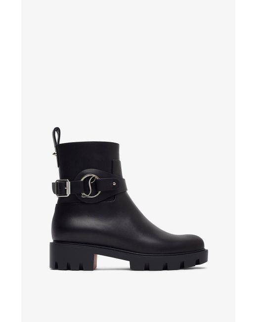 Christian Louboutin Black Dianouchette Lug Leather Ankle Boots