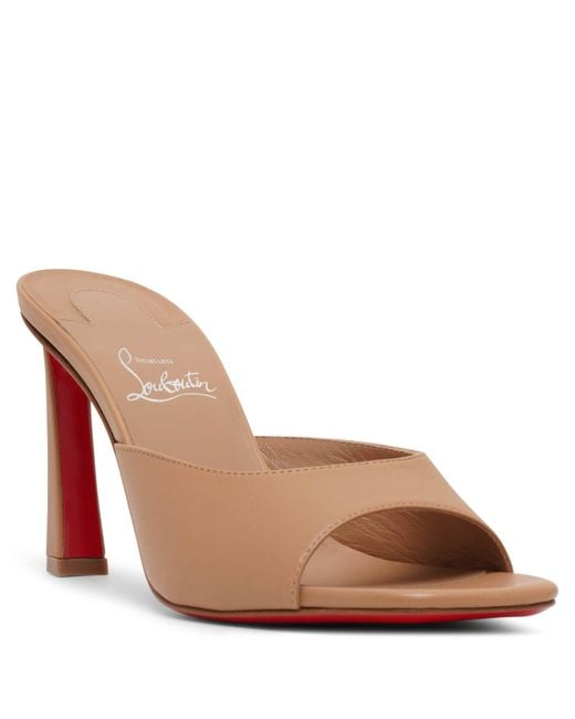 Christian Louboutin Brown Condora 85 Beige Leather Mules