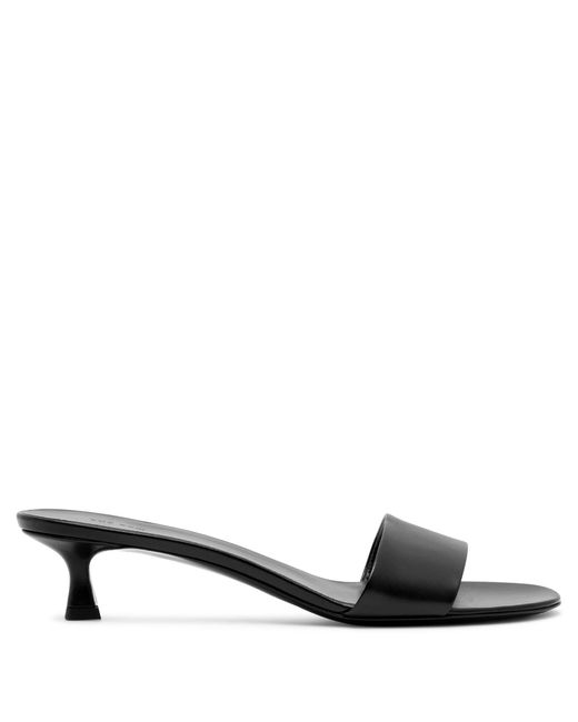 The Row Combo Kitten Black Leather Mules