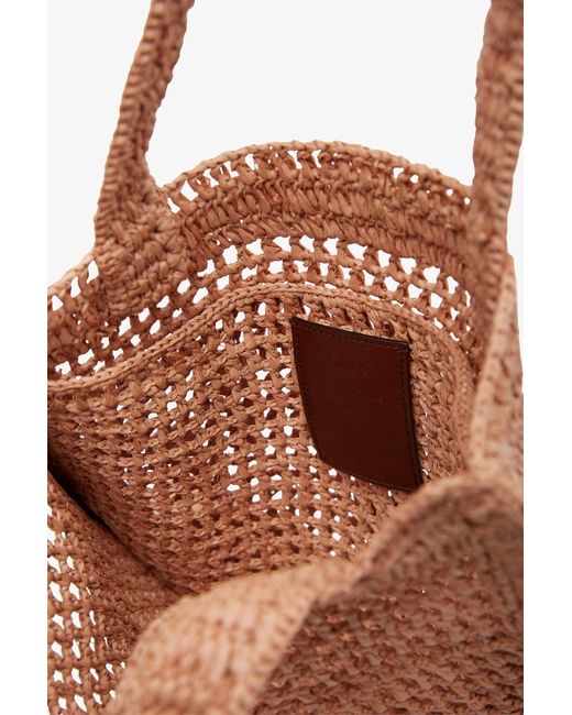 Chloé Brown Summer Banana Beige Raffia Tote Bag