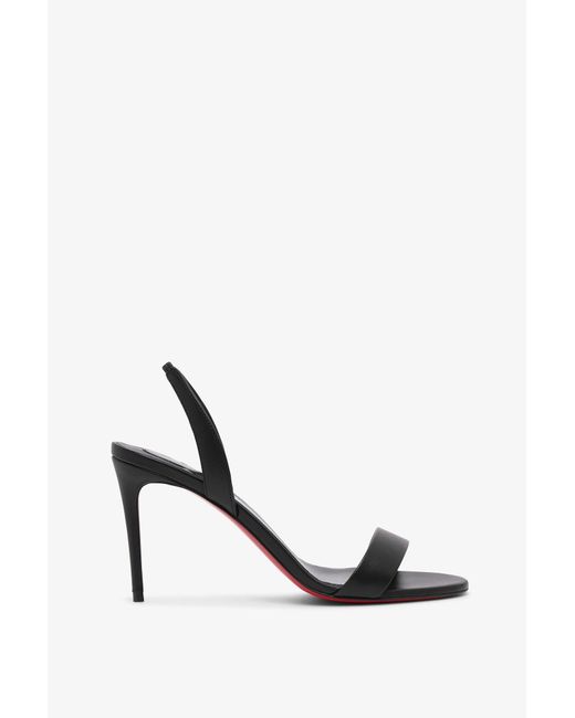 Christian Louboutin White O Marylin 85 Black Leather Sandals