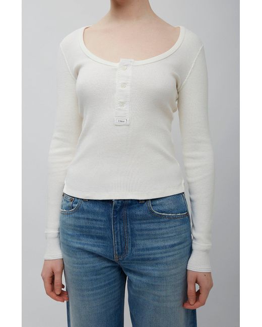 Chloé Iconic White Henley Top