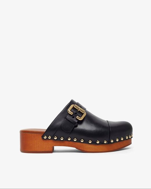 Chloé White Jeannette Black Leather Clogs