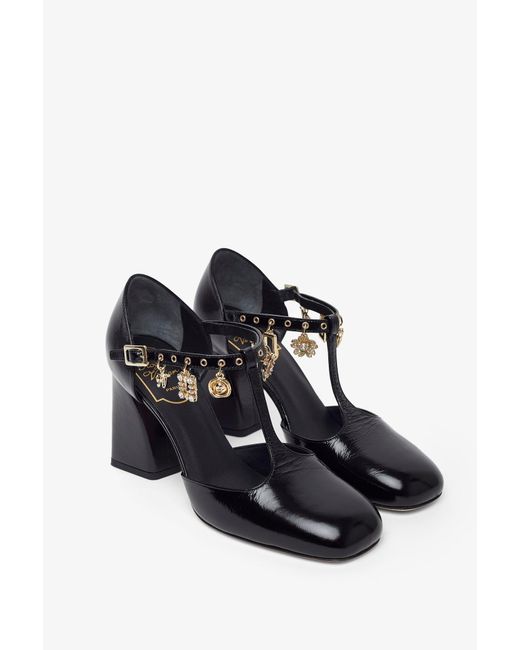 Roger Vivier White Tres Vivier 85 Black With Gold Charms