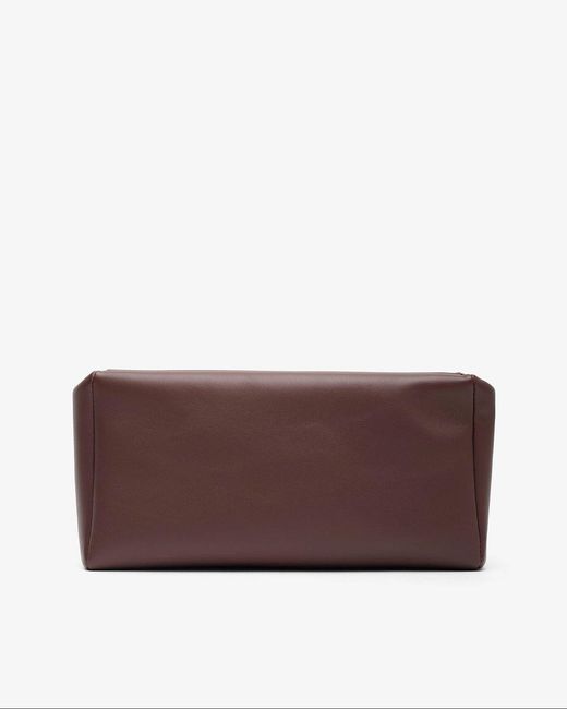 The Row Purple Squared Compact Brown Leather Clutch