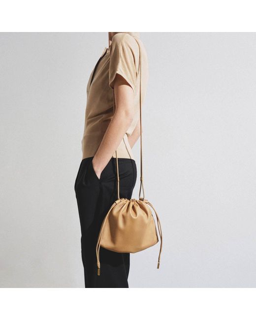The Row Natural Angy Cream Leather Bag