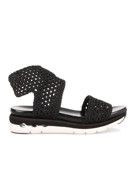 Ferragamo Edam Black Braided Sandal