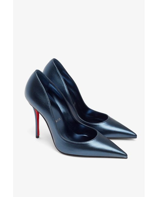 Christian Louboutin Miss Z 100 Blue Laminated Nappa Pumps