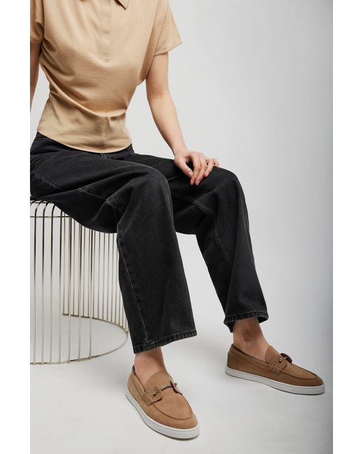 Christian Louboutin White Chambeliboat Beige Nubuck Loafers