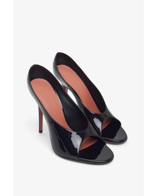 AMINA MUADDI Anok 105 Patent Black Mules