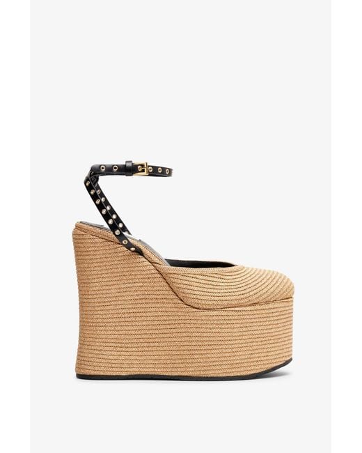 Alaïa Natural Raffia Wedge Sandals
