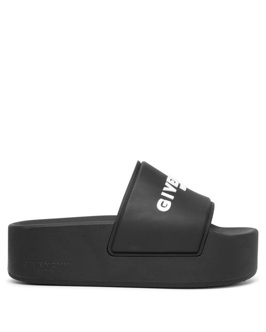 Givenchy Paris Black Platform Slides