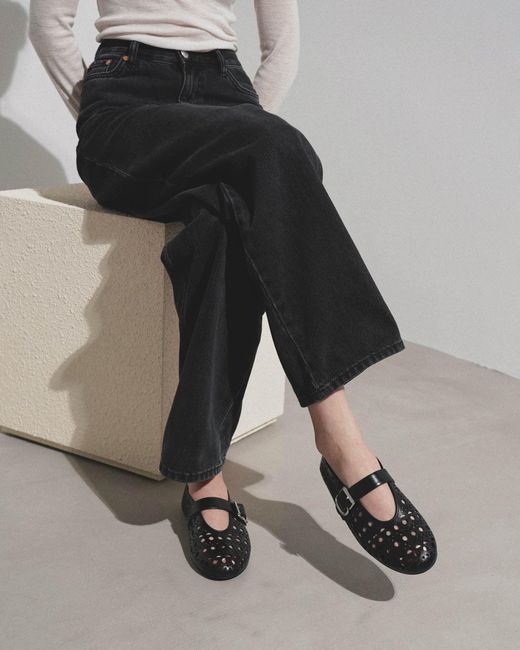 Alaïa White Black Leather Vienne Ballet Flats
