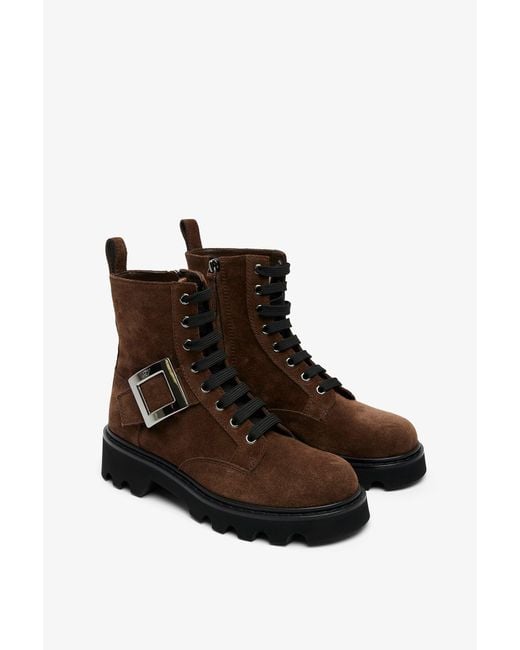 Roger Vivier Brown Viv Rangers Lace Up Boots
