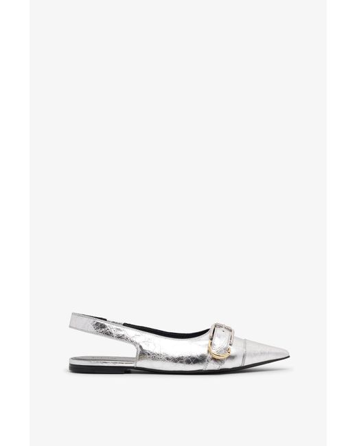 Givenchy White Voyou Silver Slingback Flats
